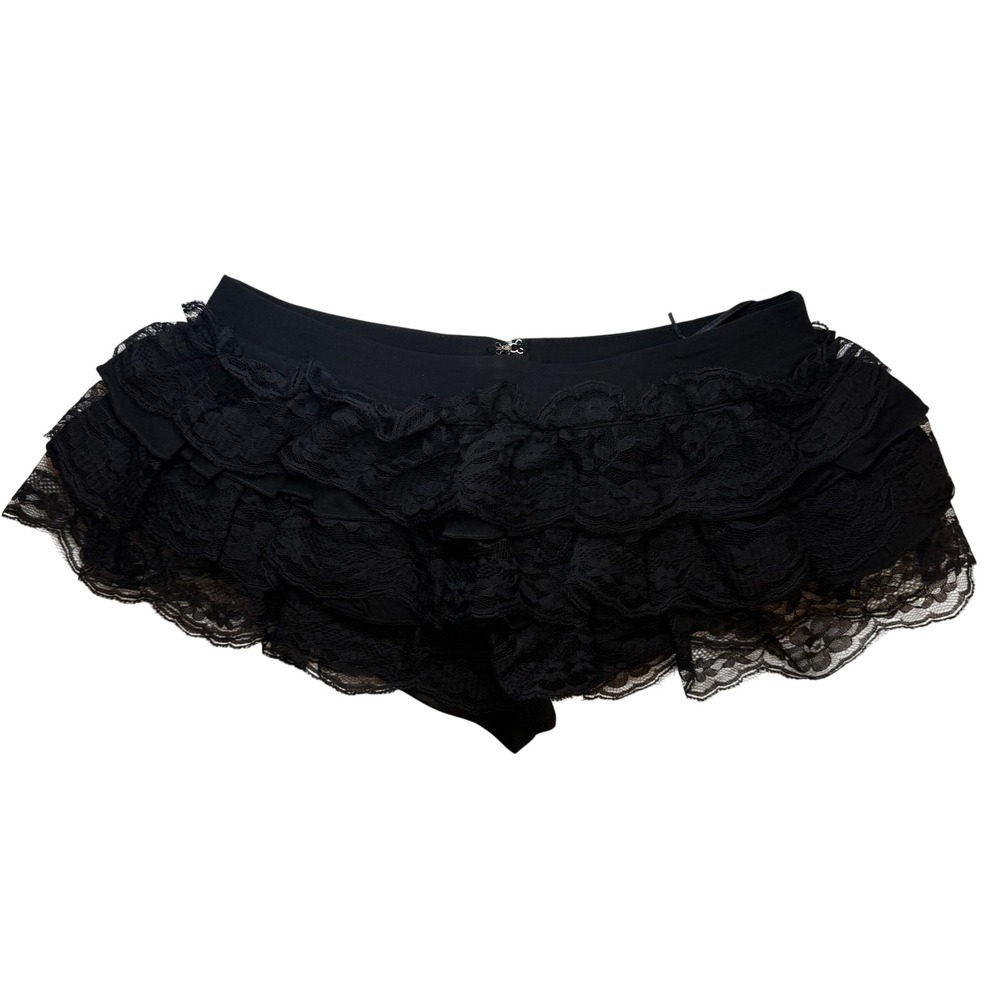 Dolls Kill Trickz N Treatz Lace Ruffle Bloomer Shorts Black XXS NWT Goth Emo